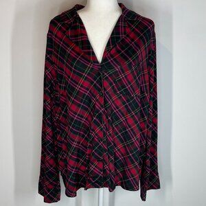Sleep by Cacique Long Sleeve Plaid Sleep Shirt size 14/16